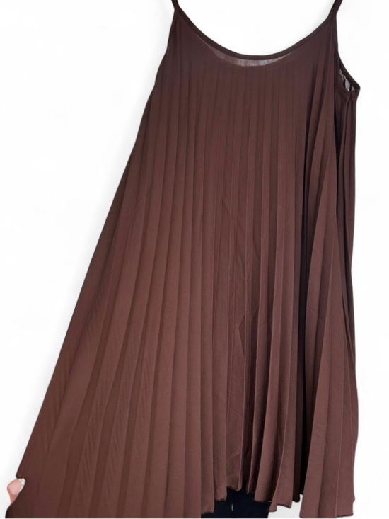 See You Monday Brown Pleated Midi Slip Dress - Picture 2 of 5
